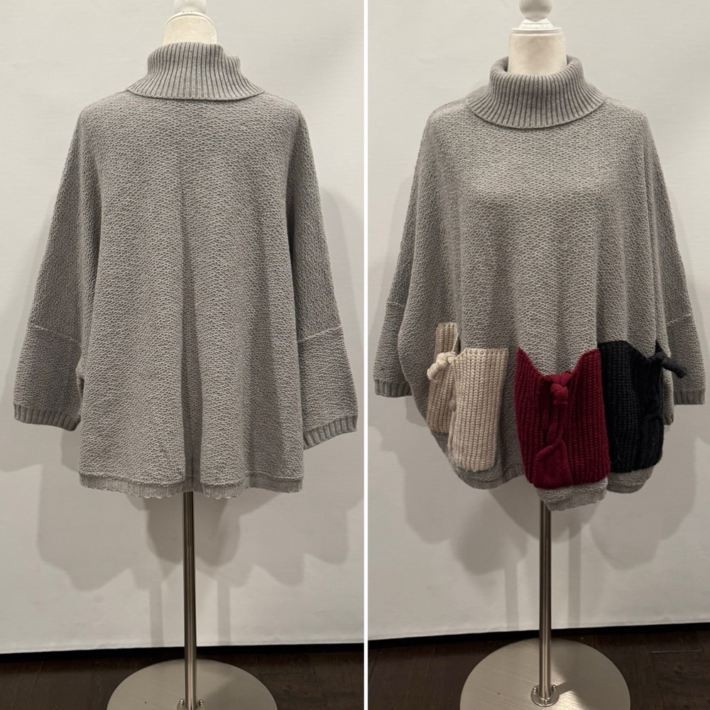 Vintage Italian Knit Oversized Pockets One of a Kind Chunky Knit Novelty Sweater - Picture 8 of 9